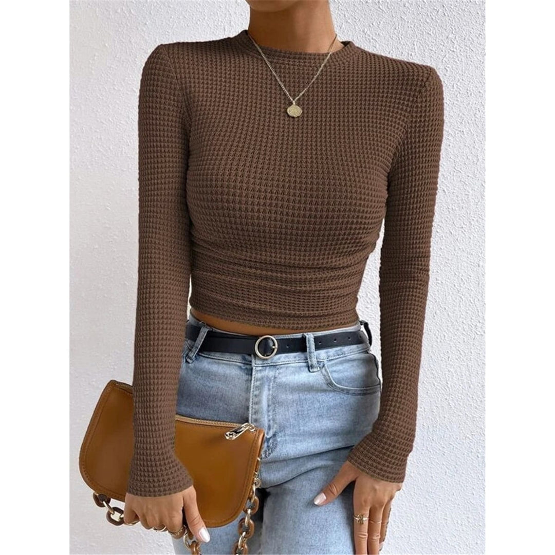 Remi Cropped Waffle-Knit Long-Sleeve Top - image 12