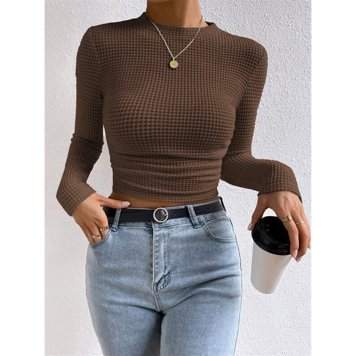 Remi Cropped Waffle-Knit Long-Sleeve Top - image 13