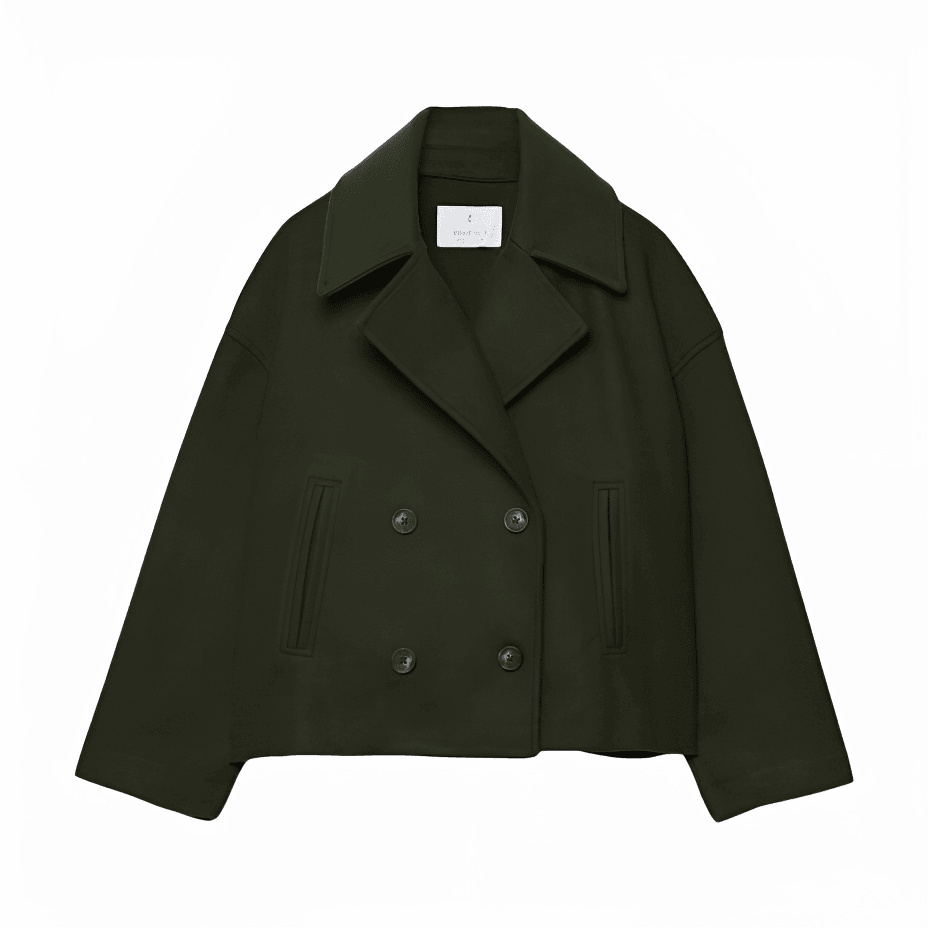 Lieselotte Cropped Double-Breasted Wool-Look Peacoat - image 10