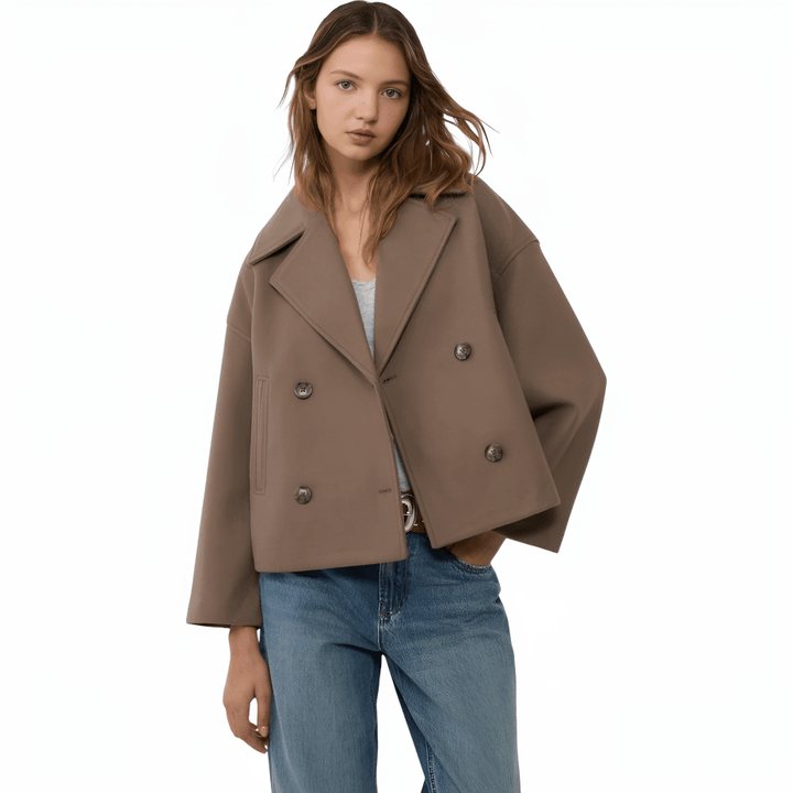 Lieselotte Cropped Double-Breasted Wool-Look Peacoat - image 2