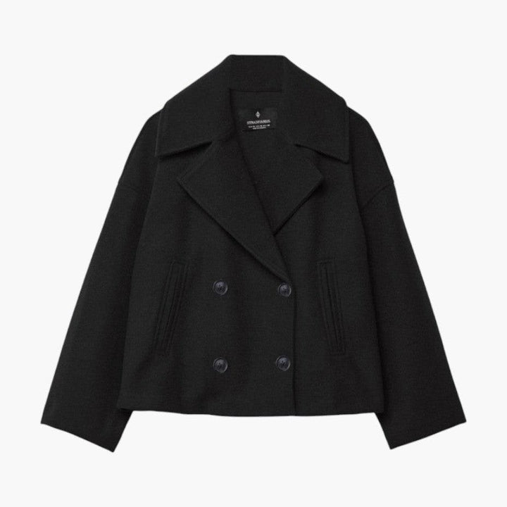 Lieselotte Cropped Double-Breasted Wool-Look Peacoat - image 5