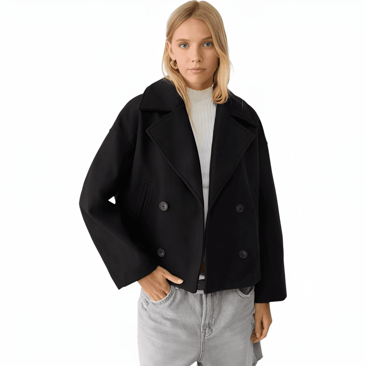 Lieselotte Cropped Double-Breasted Wool-Look Peacoat - image 7