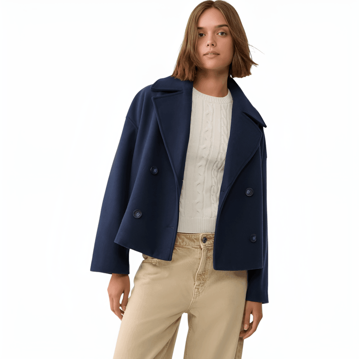 Lieselotte Cropped Double-Breasted Wool-Look Peacoat - image 9