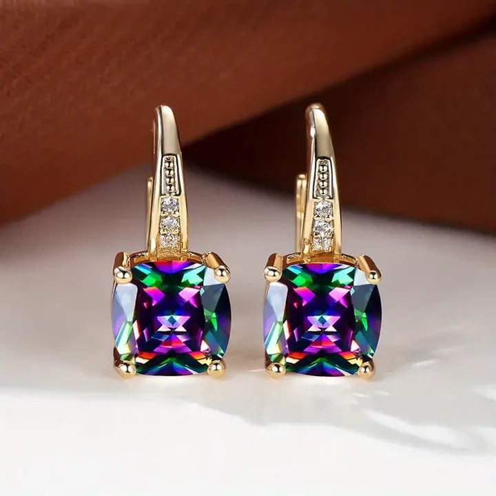 Kiona Gold-Tone Cushion-Cut Stone Drop Earrings - image 2