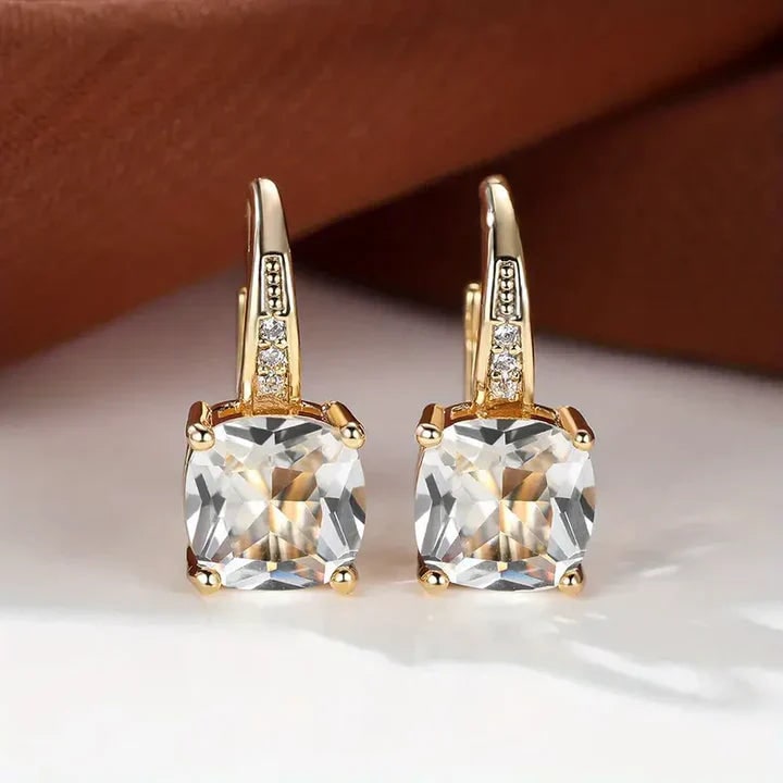 Kiona Gold-Tone Cushion-Cut Stone Drop Earrings - image 4