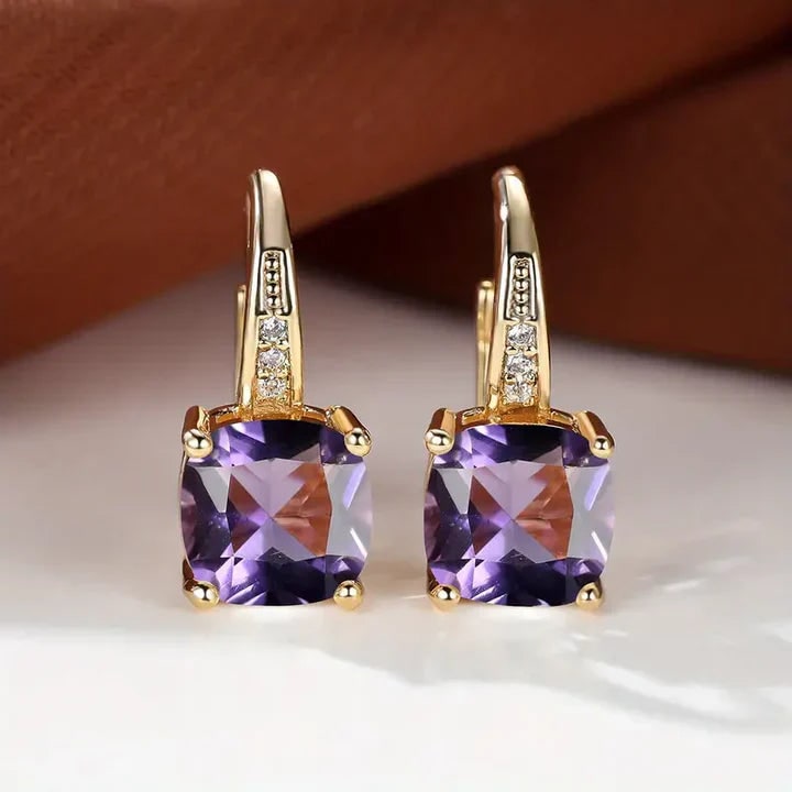 Kiona Gold-Tone Cushion-Cut Stone Drop Earrings - image 9