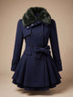 Marrit Double-Breasted Skirted Coat with Faux Fur Collar - image 5