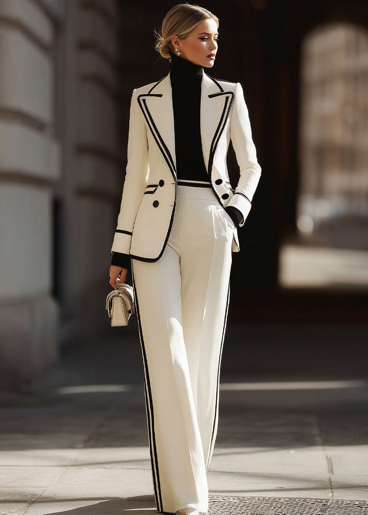 Chloe | Women's Double-Breasted Suit Set with Wide-Leg Pants