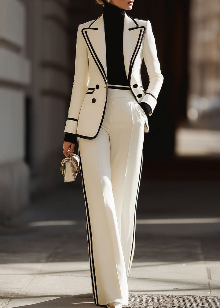 Chloe | Women's Double-Breasted Suit Set with Wide-Leg Pants