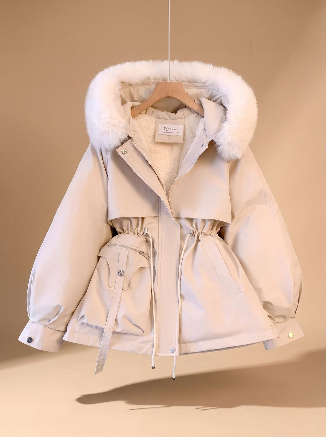 Wendelien Cinched-Waist Parka with Faux Fur Hood - image 1