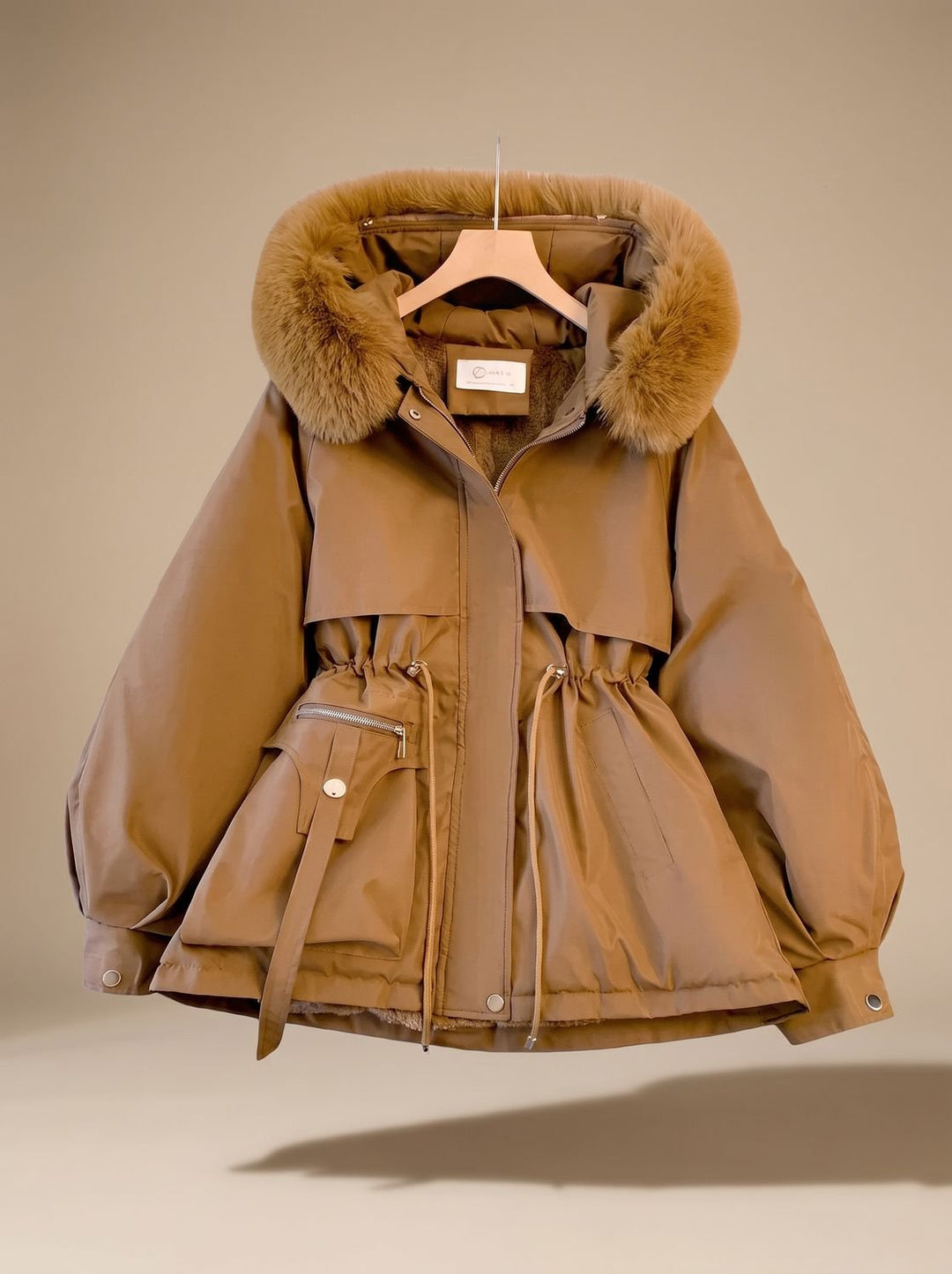 Wendelien Cinched-Waist Parka with Faux Fur Hood - image 4