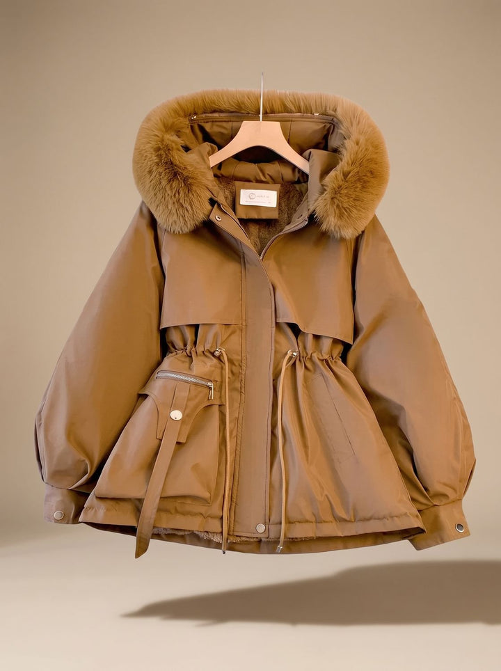 Wendelien Cinched-Waist Parka with Faux Fur Hood - image 4