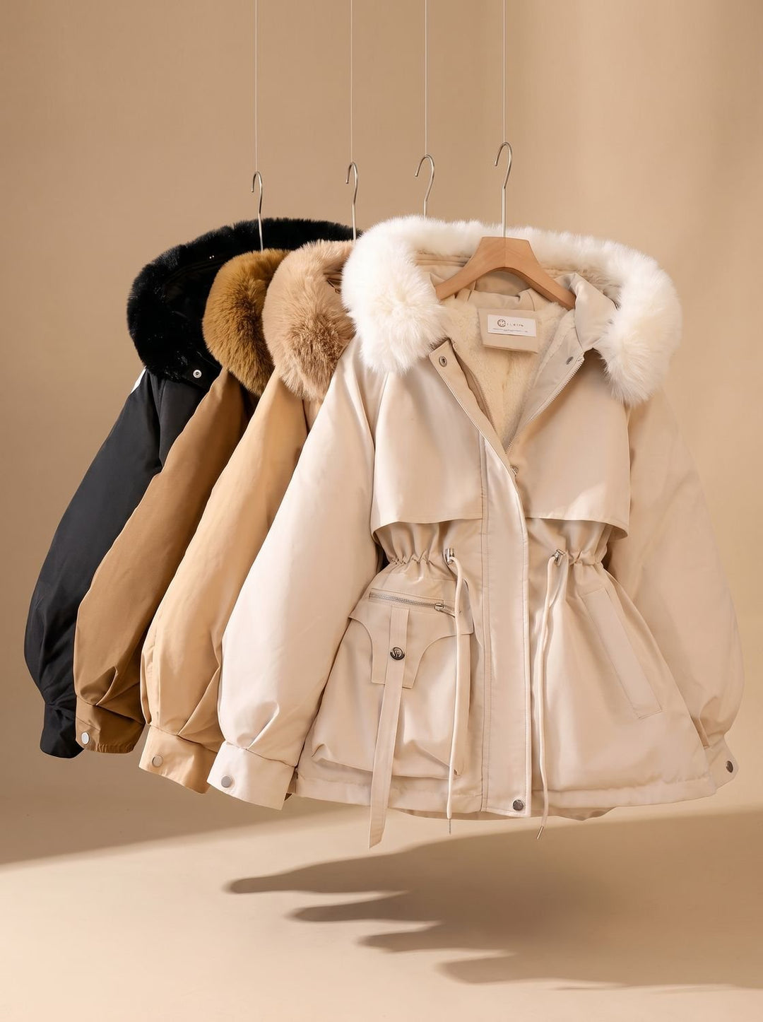 Wendelien Cinched-Waist Parka with Faux Fur Hood - image 5
