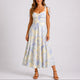 Women's Floral A-Line Ruched Sweetheart Midi Dress for Wedding Guests — view 2