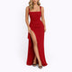 Women's Ruched Open-Back Square-Neck Maxi Dress for Wedding Guests — view 2