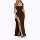 Women's Ruched Open-Back Square-Neck Maxi Dress for Wedding Guests — view 4