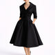 Women's A-Line Wrap V-Neck Three-Quarter-Sleeve Midi Dress for Wedding Guests — view 1