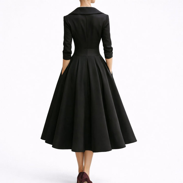 Women's A-Line Wrap V-Neck Three-Quarter-Sleeve Midi Dress for Wedding Guests — view 2