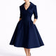 Women's A-Line Wrap V-Neck Three-Quarter-Sleeve Midi Dress for Wedding Guests — view 3