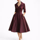 Women's A-Line Wrap V-Neck Three-Quarter-Sleeve Midi Dress for Wedding Guests — view 5