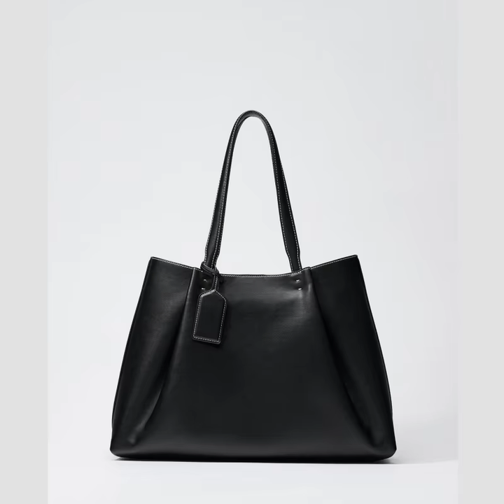 Fiene Faux Leather Tote Bag with Contrast Stitching - image 1