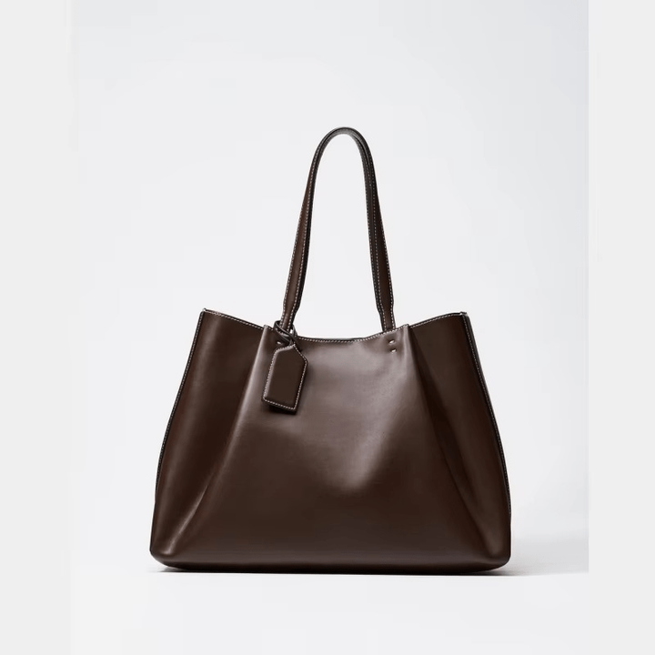 Fiene Faux Leather Tote Bag with Contrast Stitching - image 2