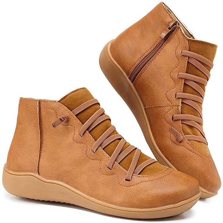 Coraline | Women's Cushioned Lace-Up Boots for Wide Feet in Brown