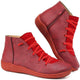 Coraline | Women's Cushioned Lace-Up Boots for Wide Feet in Red