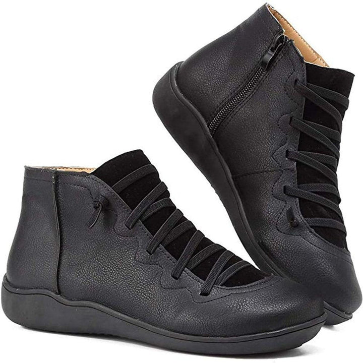 Coraline | Women's Cushioned Lace-Up Boots for Wide Feet in Black
