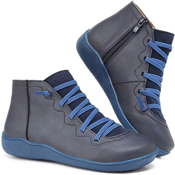 Coraline | Women's Cushioned Lace-Up Boots for Wide Feet in Blue