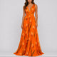 Women's Floral A-Line Wrap V-Neck Maxi Dress for Wedding Guests — view 4