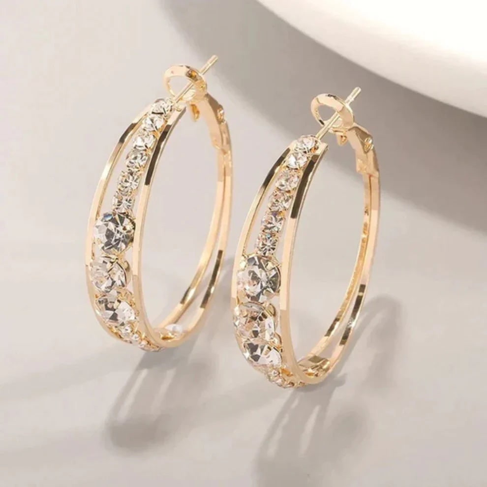 Minna Gold-Tone Double Hoop Crystal Earrings - image 1