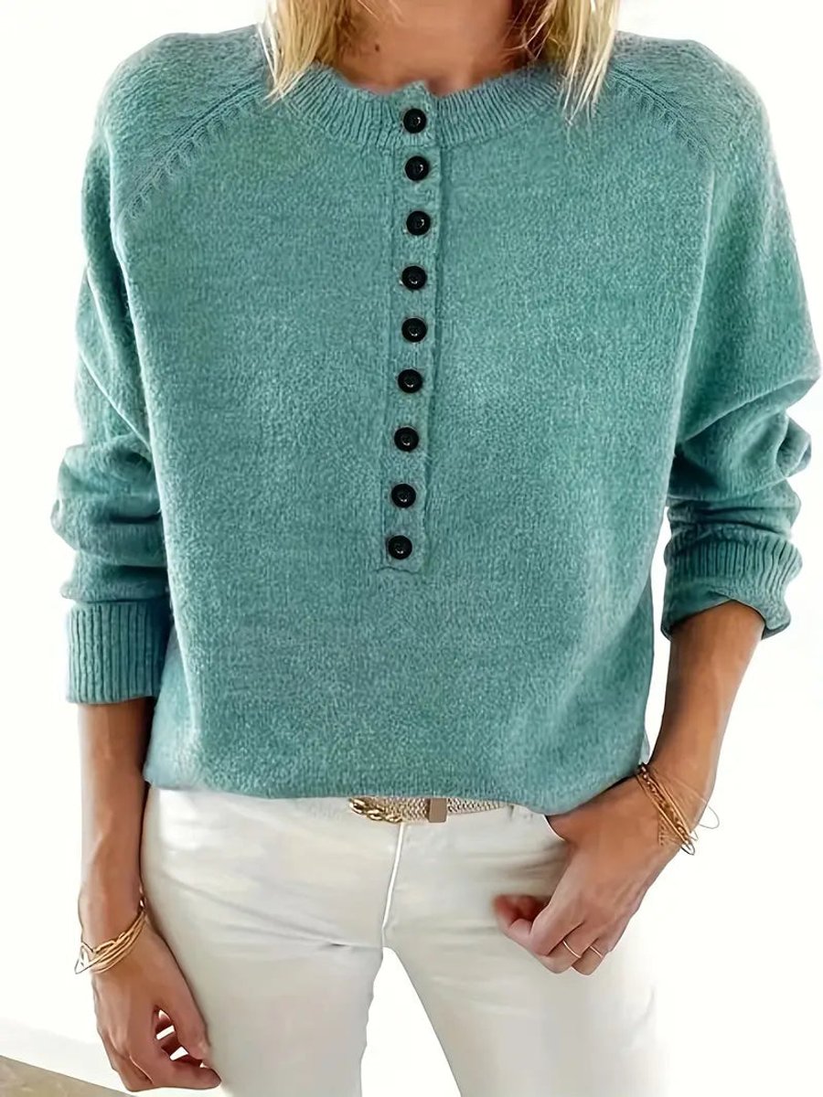 Merel Henley Knit Sweater with Button Placket - image 2