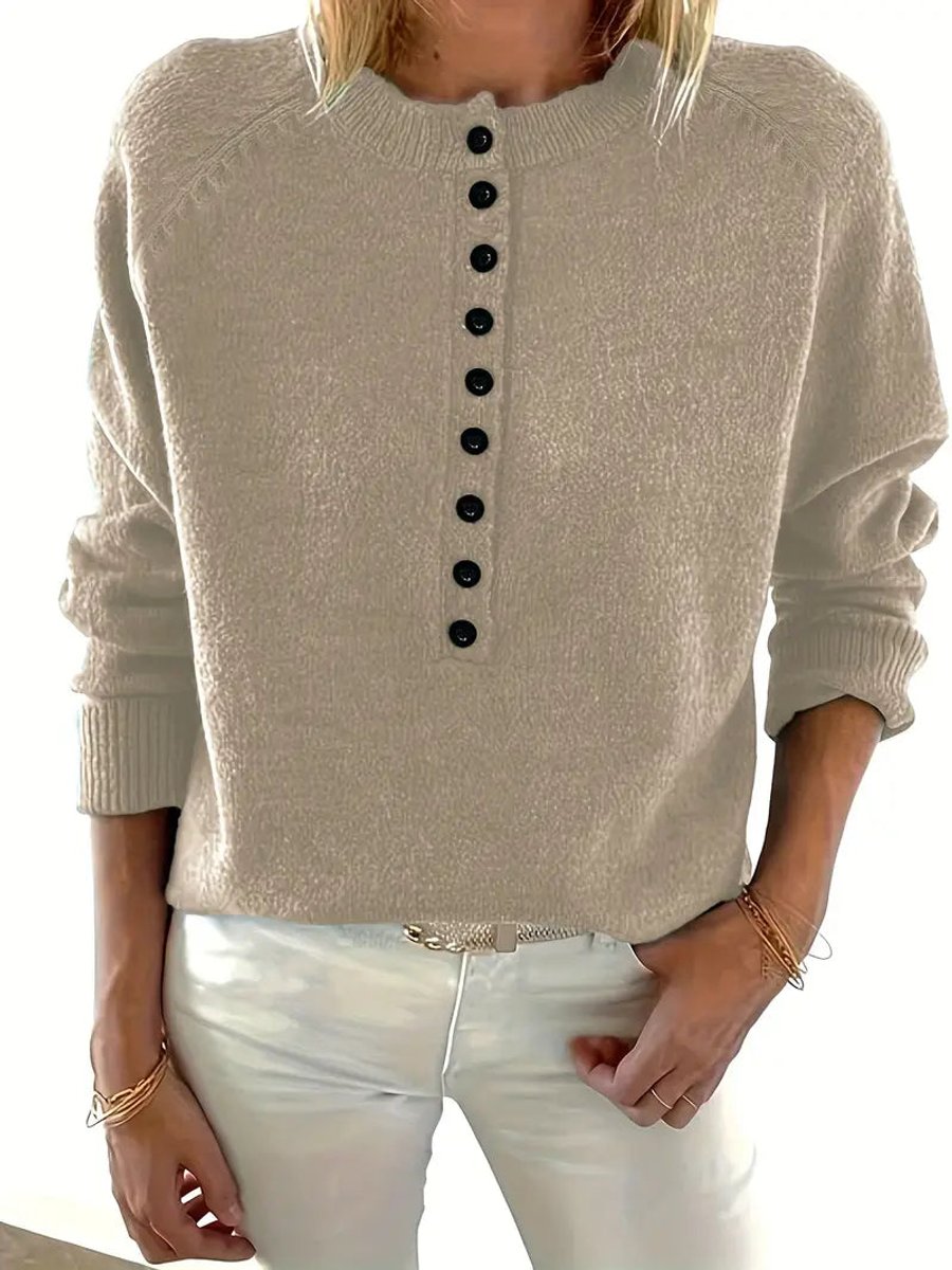 Merel Henley Knit Sweater with Button Placket - image 5