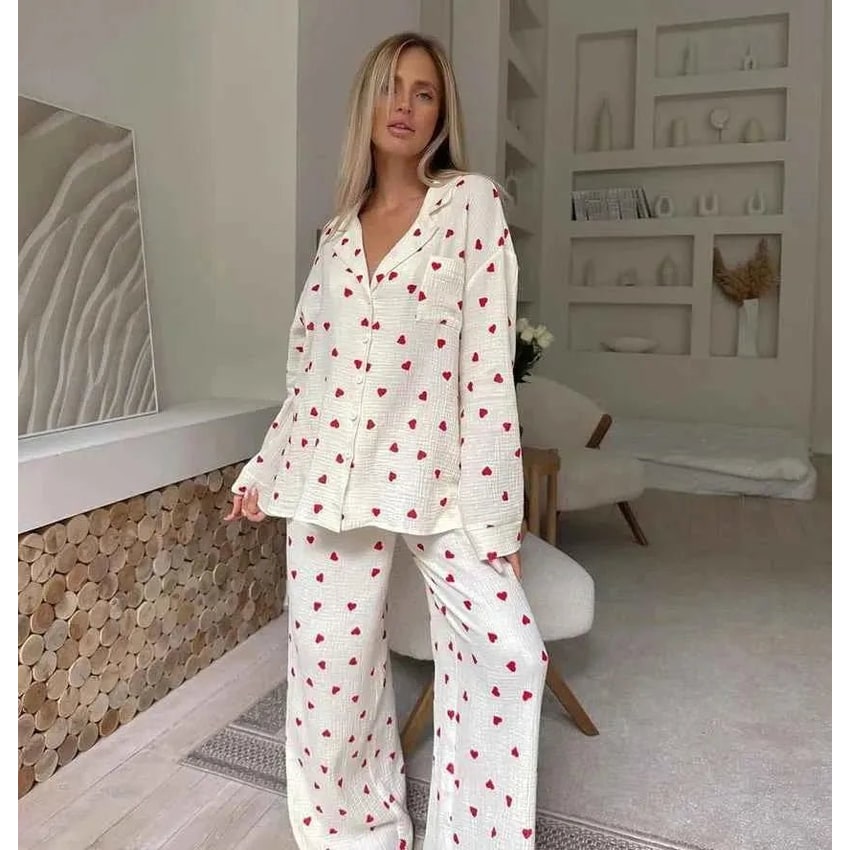 Floortje Heart Print Cotton Gauze Pajama Set - image 2