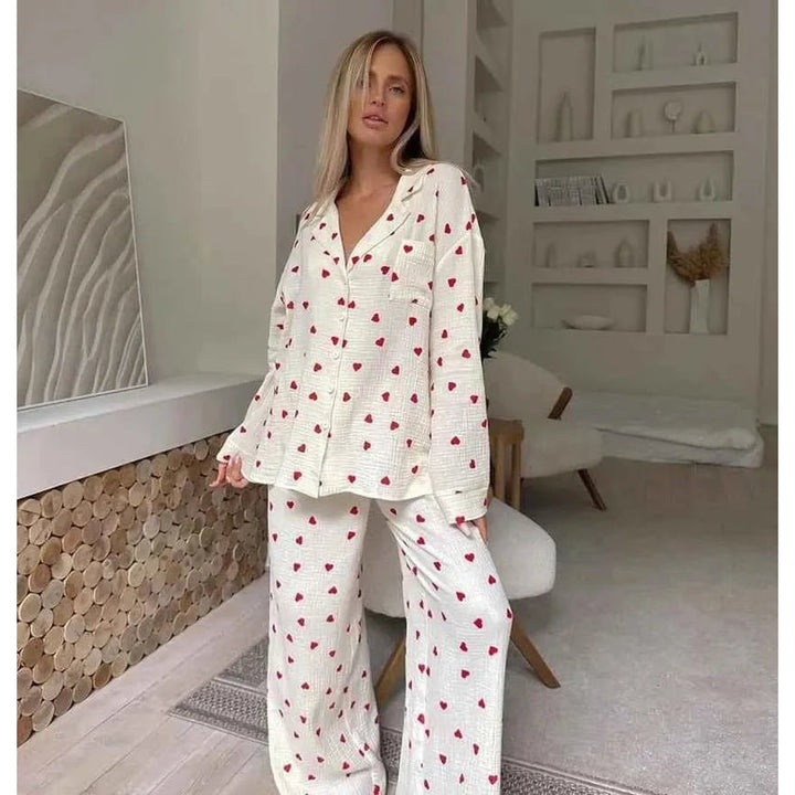 Floortje Heart Print Cotton Gauze Pajama Set - image 2