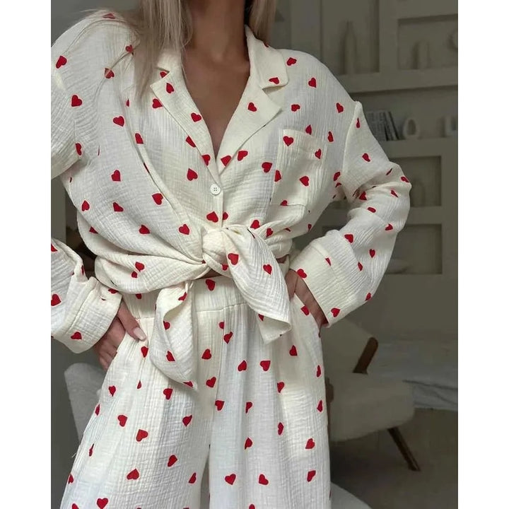 Floortje Heart Print Cotton Gauze Pajama Set - image 3