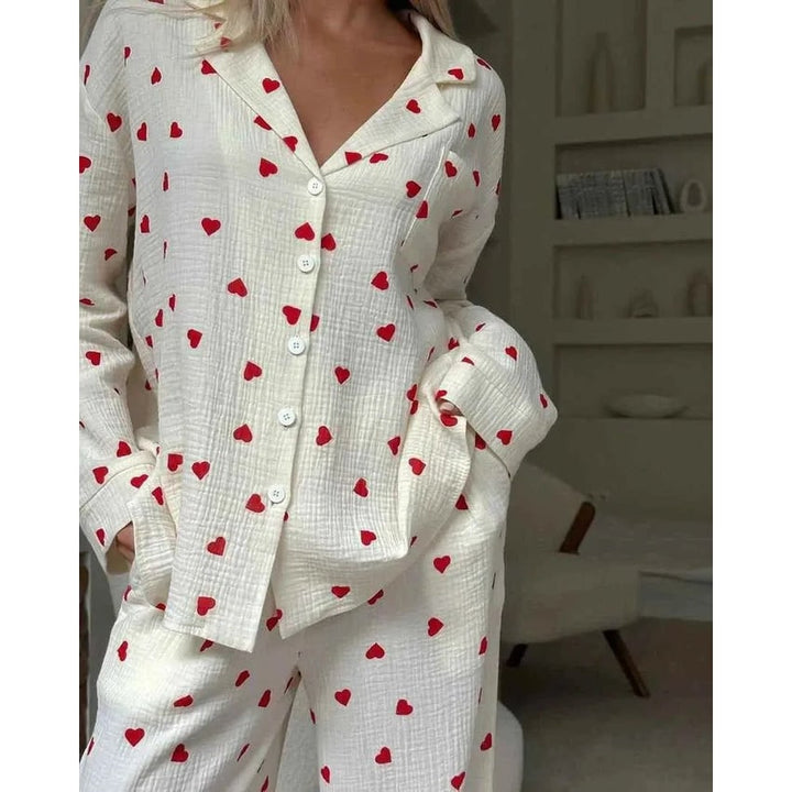 Floortje Heart Print Cotton Gauze Pajama Set - image 5