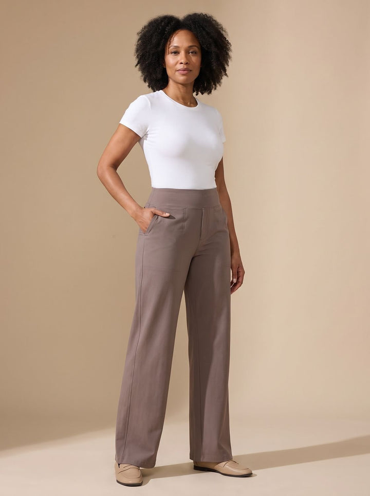 Femke High-Waist Wide-Leg Stretch Trousers with Pockets - image 1