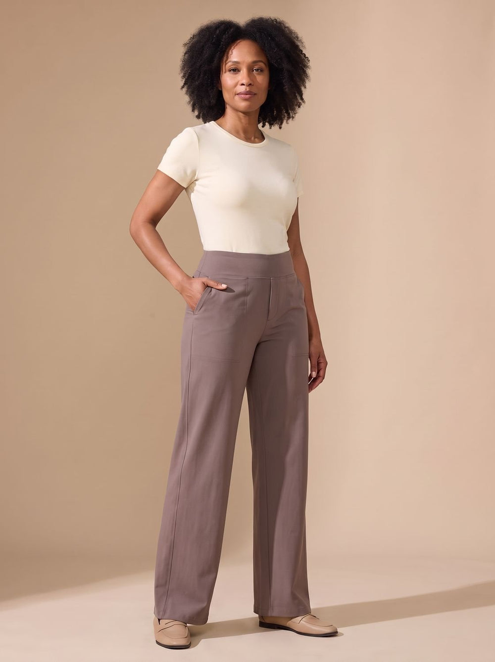 Femke High-Waist Wide-Leg Stretch Trousers with Pockets - image 2