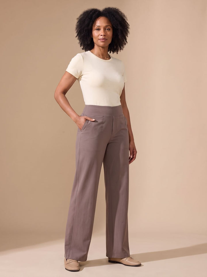 Femke High-Waist Wide-Leg Stretch Trousers with Pockets - image 2