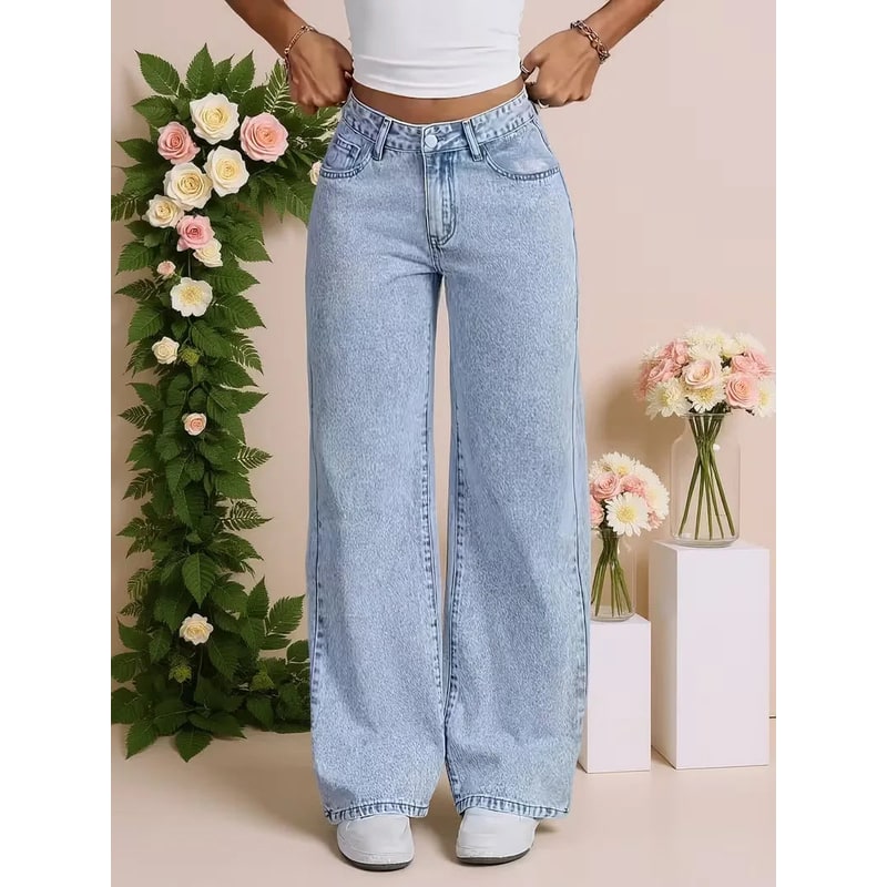 Senna High-Waisted Wide-Leg Jeans in Light Wash - image 1