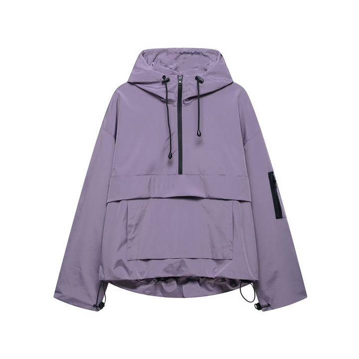 Annalise | Women's Hooded Zip-Front Padded Jacket for Layering in Purple