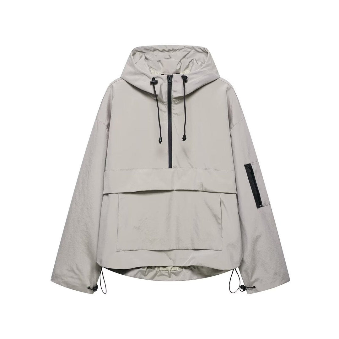 Annalise | Women's Hooded Zip-Front Padded Jacket for Layering in Grey