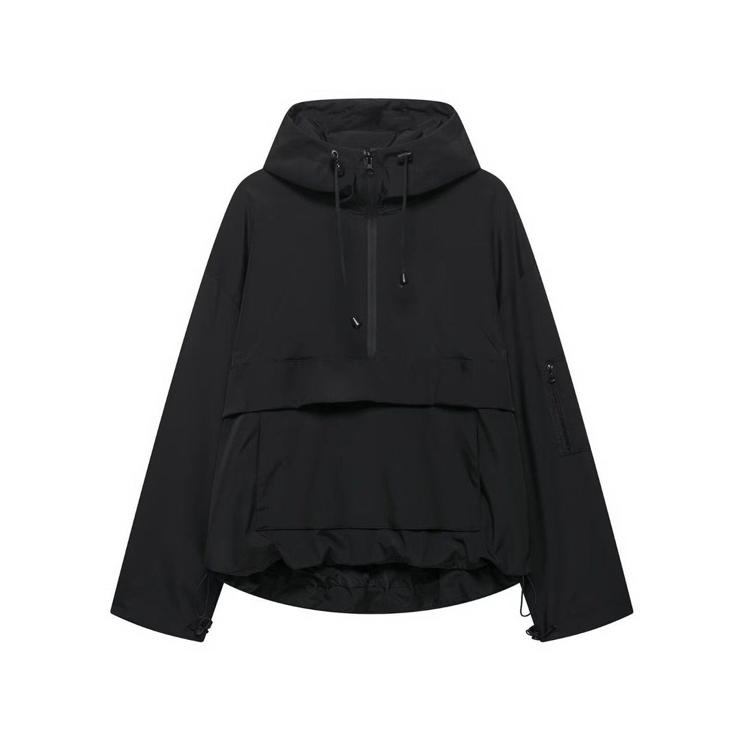 Annalise | Women's Hooded Zip-Front Padded Jacket for Layering in Black