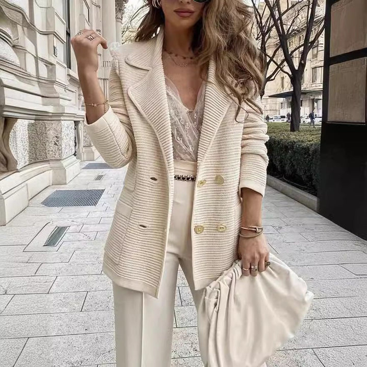 Gillian Ribbed Knit Double-Breasted Blazer - image 3
