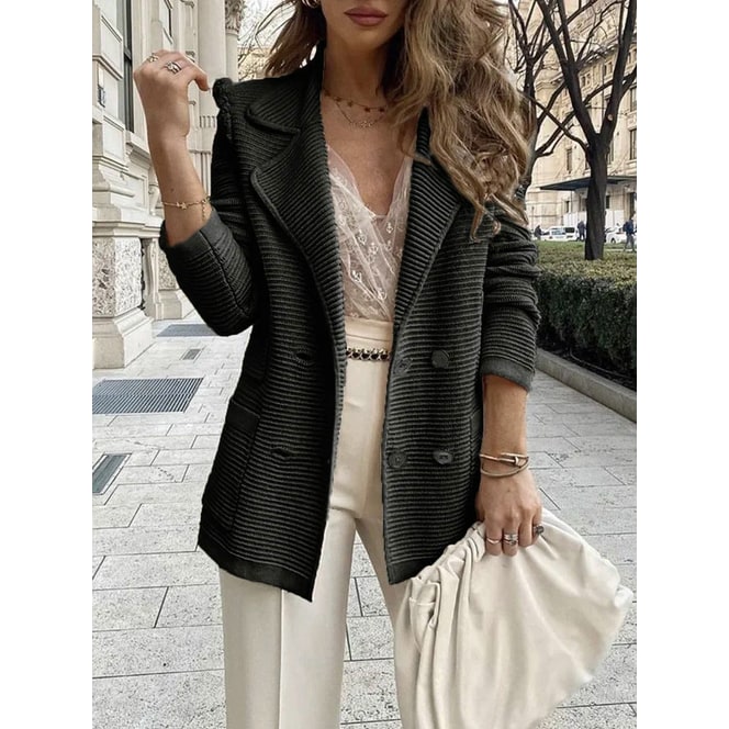Gillian Ribbed Knit Double-Breasted Blazer - image 5