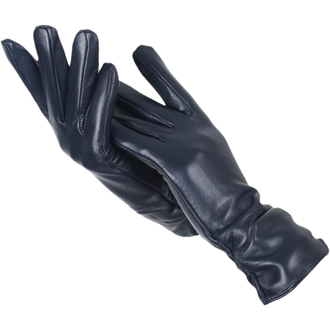 Hettie Leather Gloves with Ruched Wrist - image 1