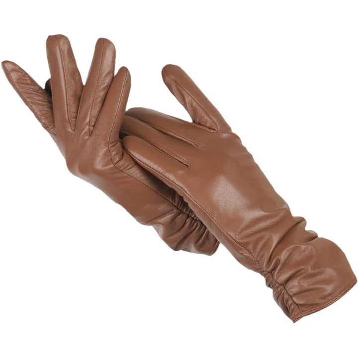 Hettie Leather Gloves with Ruched Wrist - image 3