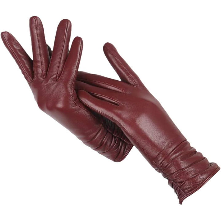 Hettie Leather Gloves with Ruched Wrist - image 4